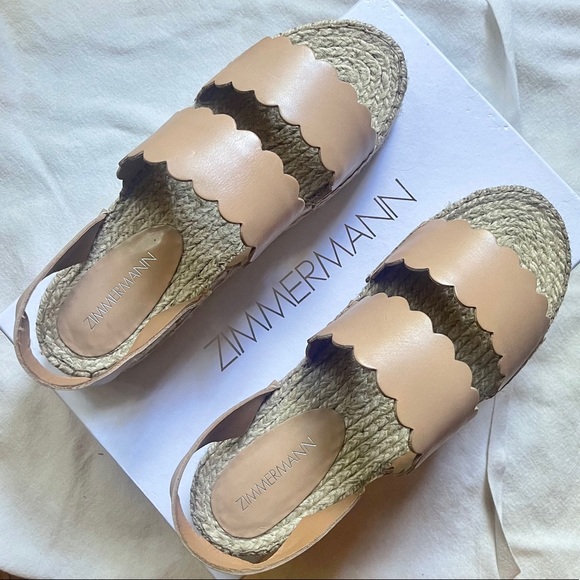 Zimmermann Scalloped Leather Espadrille Sandals - Picture 3 of 4